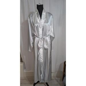 VTG Y2K Oscar de la Renta Woman's White Striped Satin Robe M